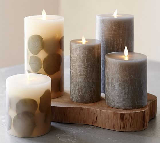 Premium Flickering Flameless Wax Candles Eucalyptus Pottery Barn