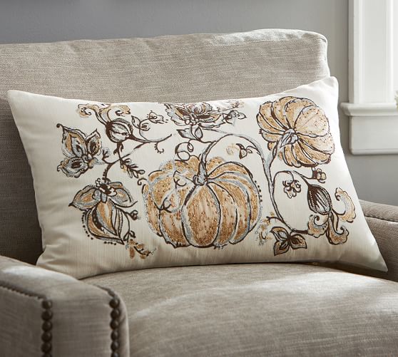 Gilded Pumpkin Palampore Lumbar Pillow Cover Pottery Barn