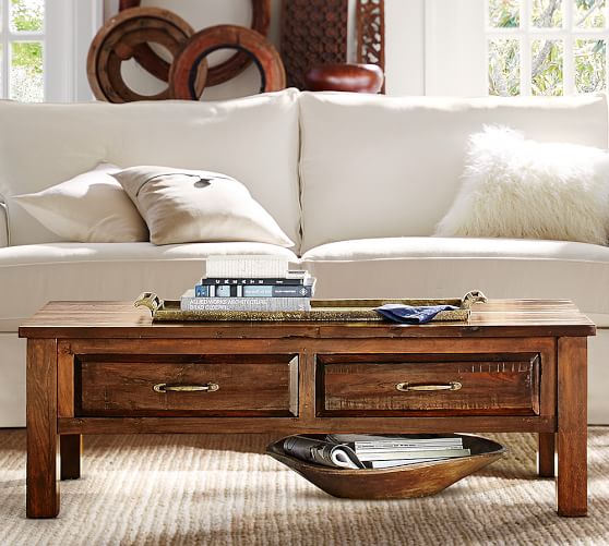 bowry reclaimed wood coffee table | pottery barn bowry reclaimed wood coffee table | pottery barn