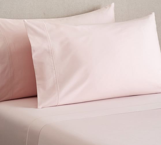 PB Organic Cotton 350-Thread-Count Sateen Extra Pillowcases, Set of 2, Standard, Soft Rose