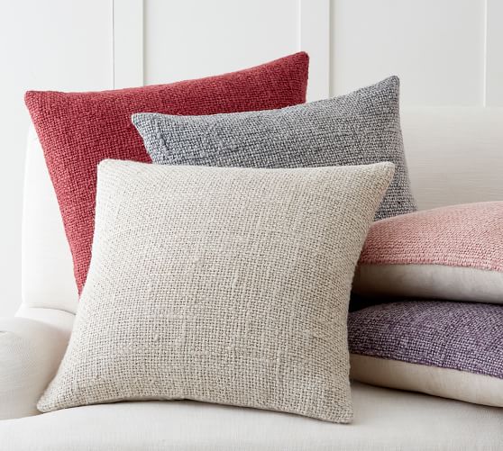 Faye Textured Linen Pillow Cover Pottery Barn
