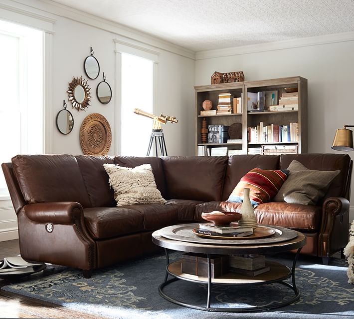 James Leather 3PC L Shaped Corner Sectional | Pottery Barn James Leather 3PC L Shaped Corner Sectional | Pottery Barn
