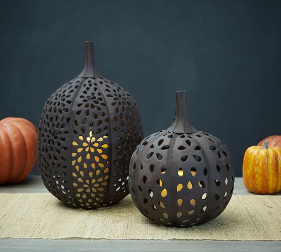 Pierced Bronze Metal Pumpkins Pottery Barn