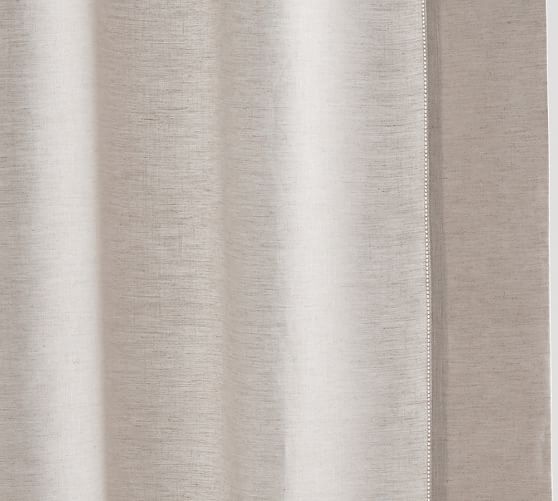 Belgian Flax Linen Hemstitch Shower Curtain | Pottery Barn Belgian Flax Linen Hemstitch Shower Curtain | Pottery Barn