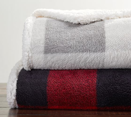 St. Jude Thanks And Giving® Buffalo Check Sherpa Back Throw Pottery Barn