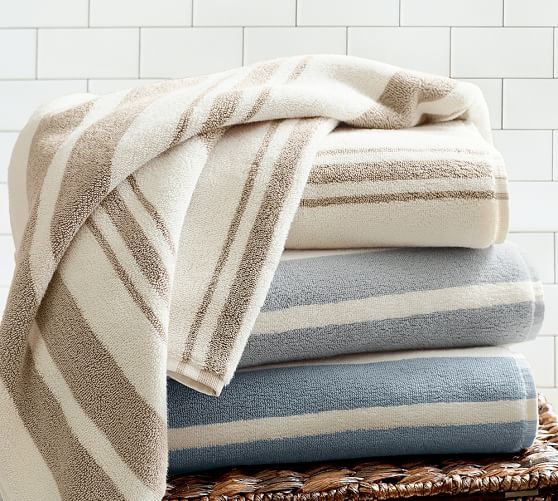 Morning Stripe Organic Towels Pottery Barn