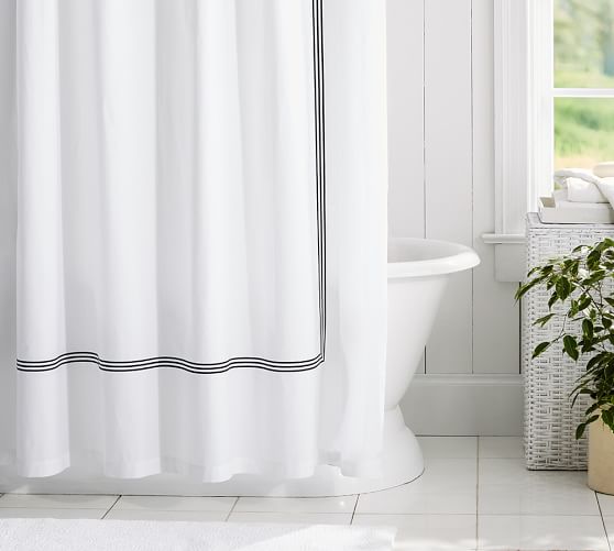Grand Embroidered Organic Shower Curtain Pottery Barn