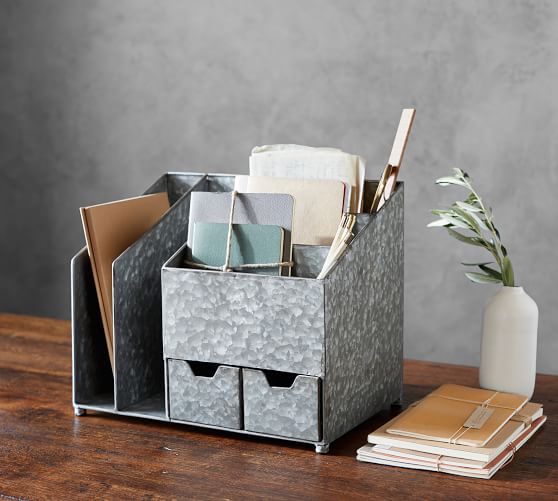 Brokers Galvanized Multi Desk Organizer Pottery Barn