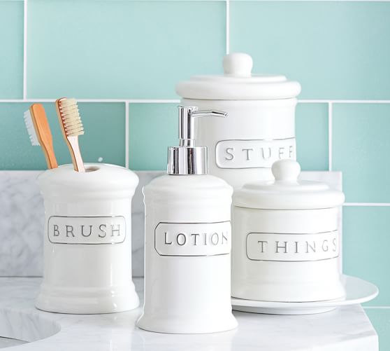 Ceramic Text Bath Accessories Pottery Barn