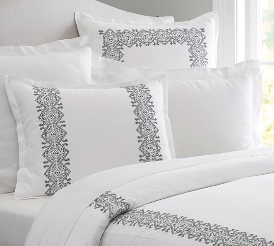 Cross Stitch Embroidered Duvet Cover & Sham Pottery Barn
