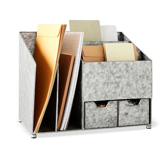 Brokers Galvanized Multi Desk Organizer Pottery Barn