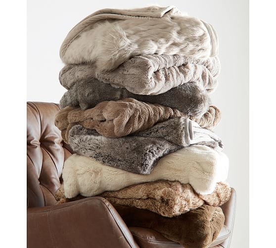 Faux Fur Throw Caramel Ombre Pottery Barn