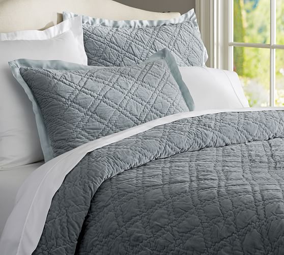Washed Velvet Silk Quilt & Sham Pottery Barn