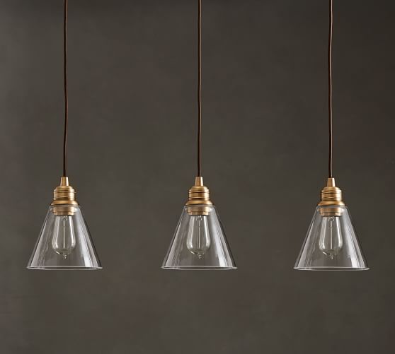 PB Classic Flared Glass 3Light Pendant Pottery Barn