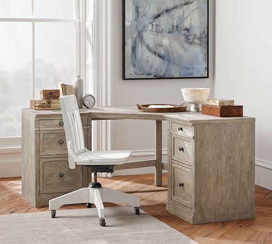 livingston corner desk, gray | pottery barn livingston corner desk, gray | pottery barn