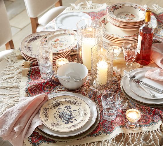 Vintage Floral Dinner Plate, Set of 4 Pottery Barn