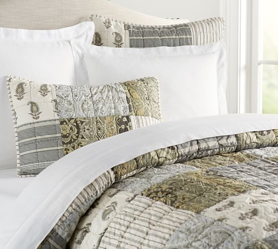 Mackenna Patchwork Quilt & Sham Gray Pottery Barn