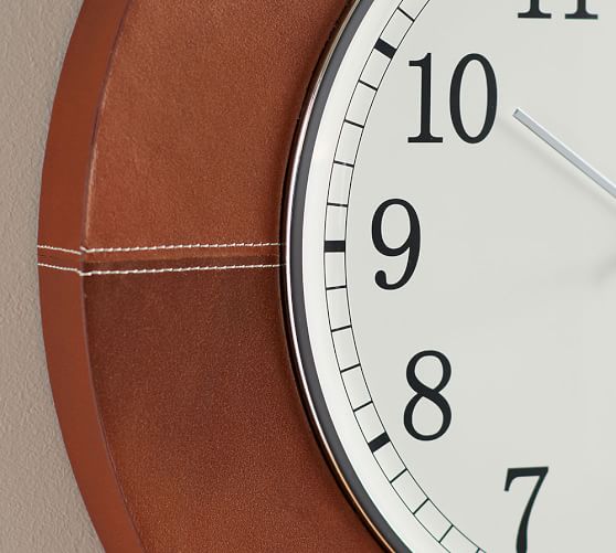 Carter Leather Wall Clock Pottery Barn