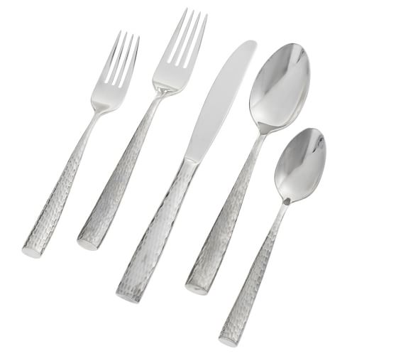 Shiny Hammered Flatware Pottery Barn