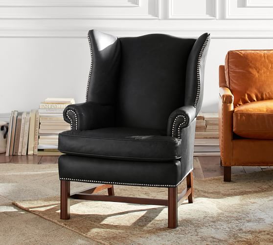 Thatcher Leather Wingback Chair Pottery Barn