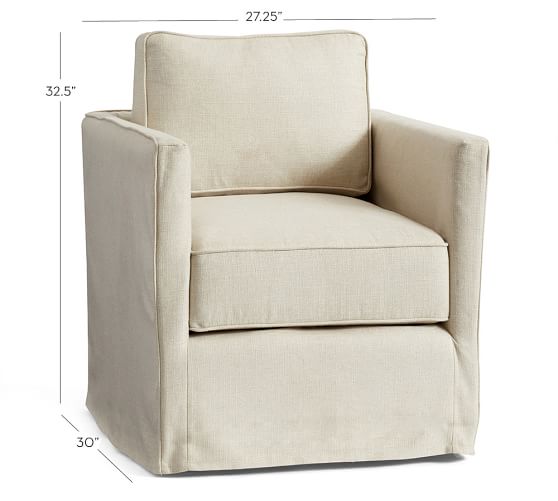 SoMa Jessie TrackArm Slipcovered Swivel Chair Pottery Barn