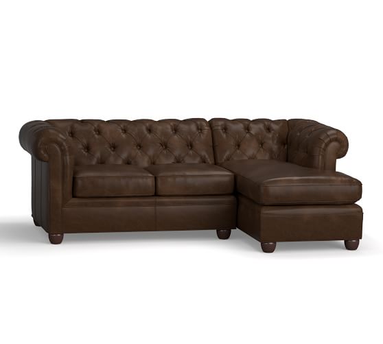 Chesterfield Leather Sofa with Chaise Sectional Pottery Barn