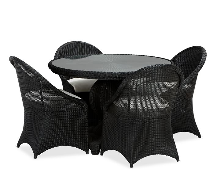 Black Round Pedestal Dining Table palmetto all-weather wicker round pedestal dining table & chair Black Round Pedestal Dining Table palmetto all-weather wicker round pedestal dining table & chair