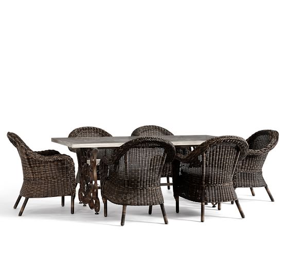 Rosalie ConcreteTop Rectangular Dining Table & Torrey RollArm Chair