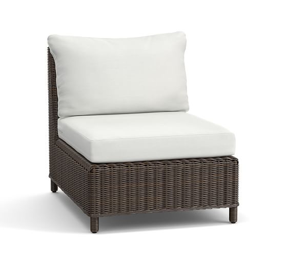 Torrey All-Weather Wicker Sectional Armless Chair & Cushion, Espresso