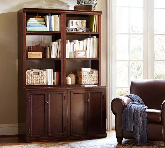 Logan Bookcase with Doors Pottery Barn