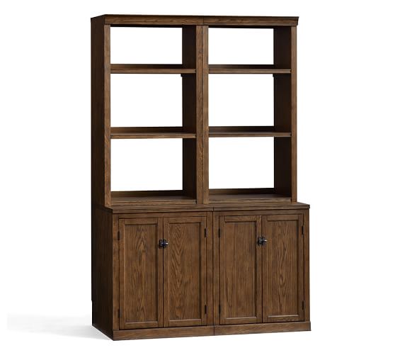 Logan Bookcase with Doors Pottery Barn