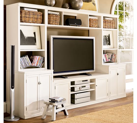 Logan Media Suite With Door Bookcase, Antique White Pottery Barn Alternate View; Alternate View; Alternate View; Alternate View - Logan Media Suite With Door Bookcase, Antique White Pottery Barn