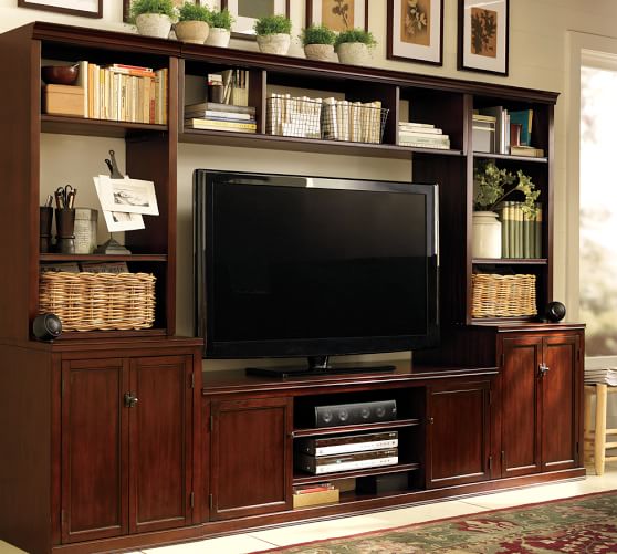 Logan Media Suite With Door Bookcase, Antique White Pottery Barn Alternate View; Alternate View; Alternate View ... - Logan Media Suite With Door Bookcase, Antique White Pottery Barn