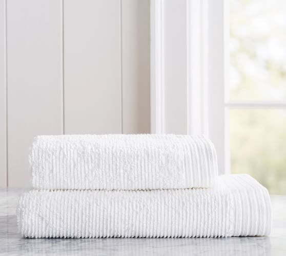 Aerospin™ Ribbed Organic Bath Towel White Pottery Barn