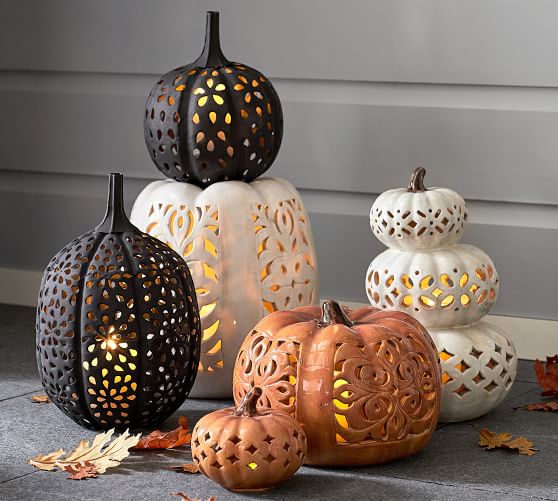 Pierced Bronze Metal Pumpkins Pottery Barn