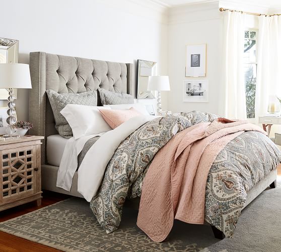 Belgian Flax Linen Diamond Quilt & Sham Flagstone Pottery Barn