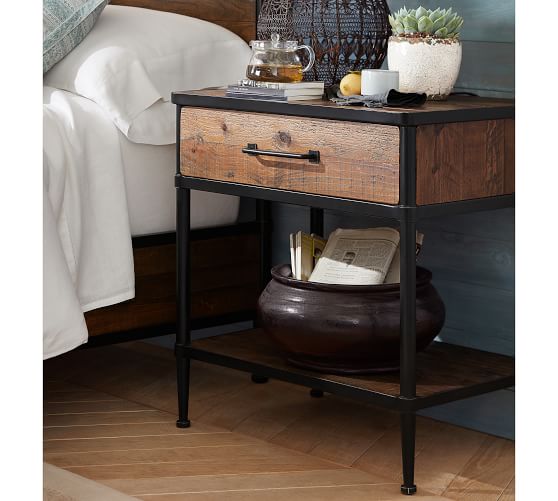 Juno Reclaimed Wood Bedside Table Pottery Barn