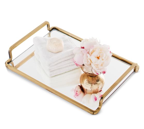 Lynn Brass & Mirror Tray Pottery Barn