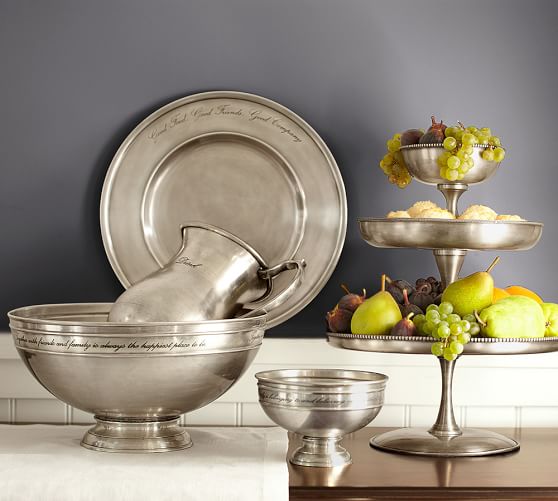 Antique Silver Sentiment Serve Bowl Pottery Barn