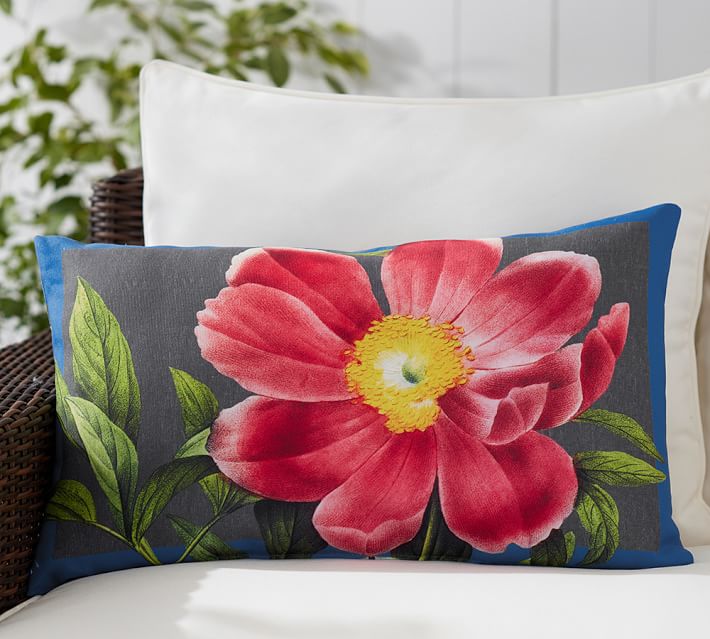 Peony Print Indoor/Outdoor Lumbar Pillow | Pottery Barn Peony Print Indoor/Outdoor Lumbar Pillow | Pottery Barn