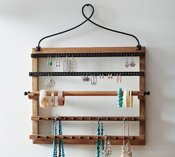 Wall Hanging Jewelry Organizer pine & iron wall-mounted jewelry hanger | pottery barn Wall Hanging Jewelry Organizer pine & iron wall-mounted jewelry hanger | pottery barn