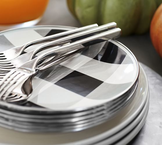 Buffalo Check Enamel Salad Plate, Set of 4 Pottery Barn