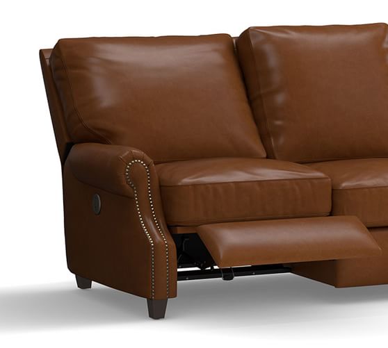 James Leather 3PC L Shaped Corner Sectional Pottery Barn