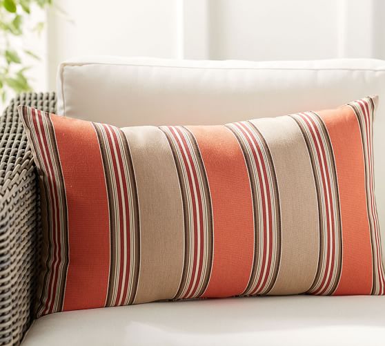 Sunbrella Passage Stripe Indoor/Outdoor Lumbar Pillow Pottery Barn