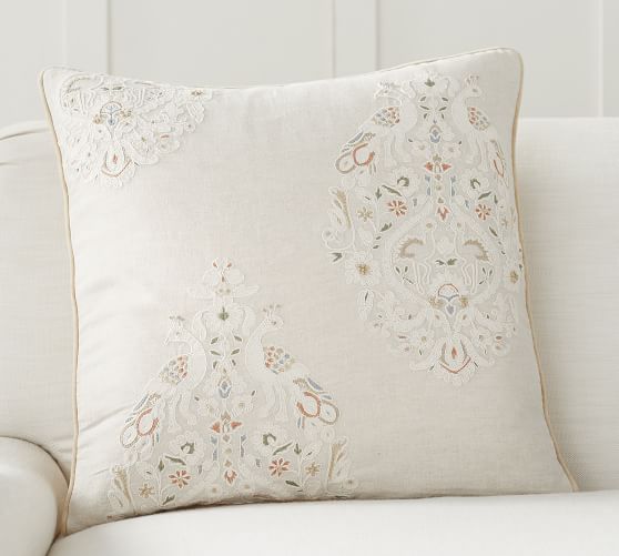 Peacock Embroidered Pillow Cover Pottery Barn