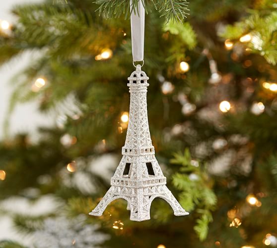 glitter eiffel tower ornament pottery barn potter barn christmas