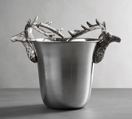 Silver Stag Figural Ice Bucket Pottery Barn