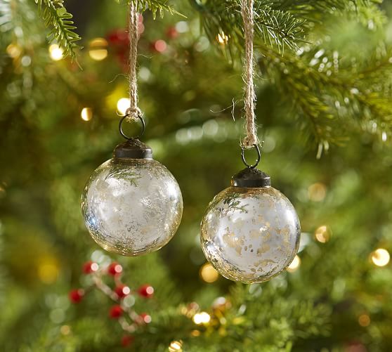 Silver Mercury Glass Ball Ornaments Set of 12 Pottery Barn