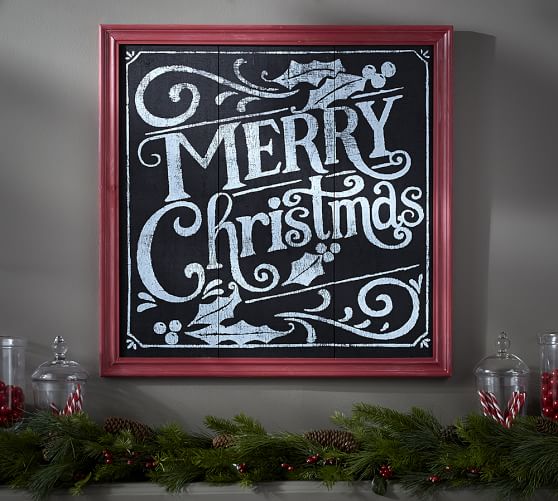 Merry Christmas Chalkboard Sign Wall Art Pottery Barn