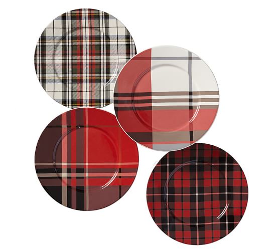 Plaid Salad Plates, Mixed Set of 4 Pottery Barn